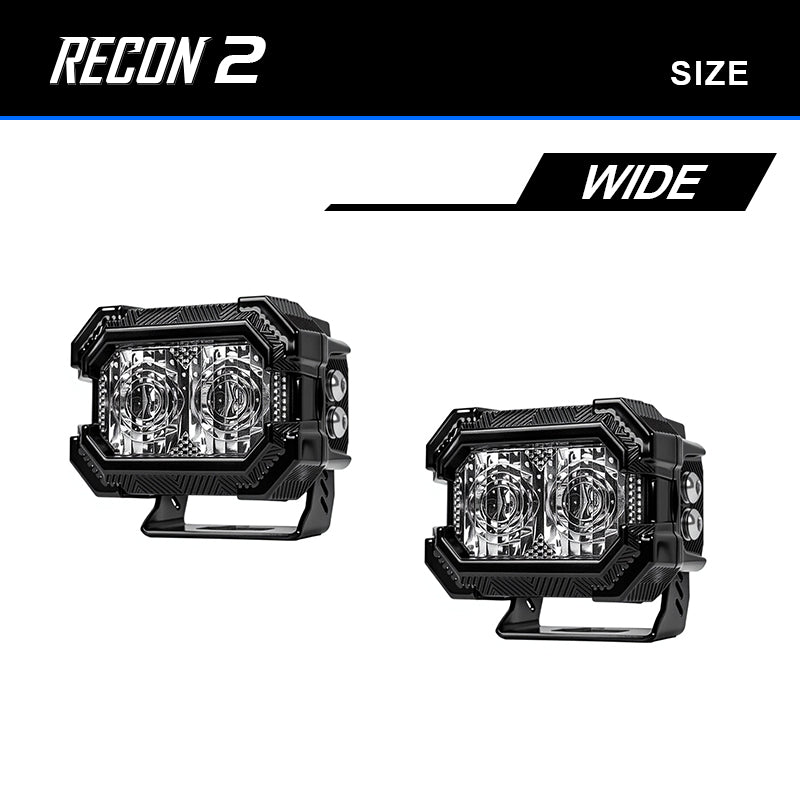 Suparee Recon 2 3-Inch LED Pods with Amber DRL, IP69K, Aluminum Housing, Spot/Wide Beam for Trucks, Jeeps, and UTVs