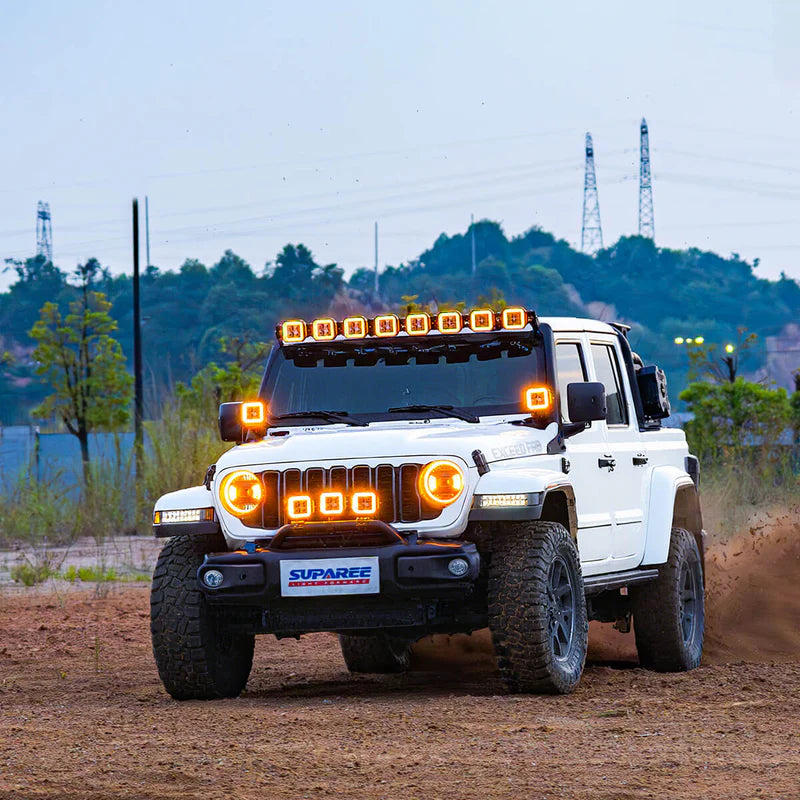 Suparee 5-Inch LED Off-Road Lights White + Amber Dual-Mode for Jeep Wrangler JL/JT