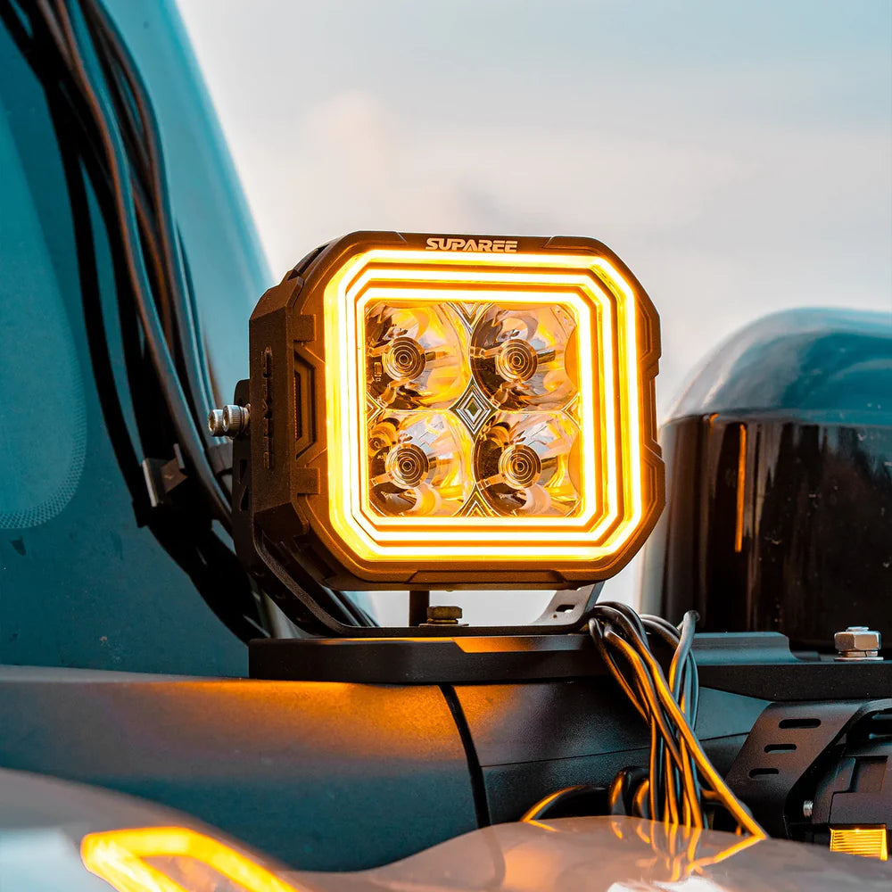 Suparee 5-Inch LED Off-Road Lights White + Amber Dual-Mode for Jeep Wrangler JL/JT