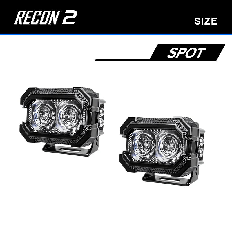 Suparee Recon 2 3-Inch LED Pods with Amber DRL, IP69K, Aluminum Housing, Spot/Wide Beam for Trucks, Jeeps, and UTVs