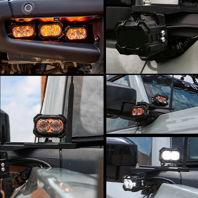 Suparee Recon 2 3-Inch LED Pods with Amber DRL, IP69K, Aluminum Housing, Spot/Wide Beam for Trucks, Jeeps, and UTVs