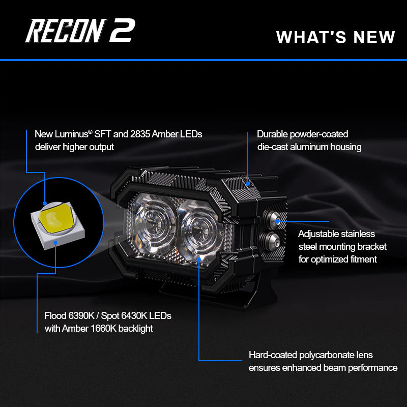 [Pre Order]Suparee Recon 2 3-Inch LED Pods with Amber DRL, IP69K, Aluminum Housing, Spot/Flood Beam for Trucks, Jeeps, and UTVs