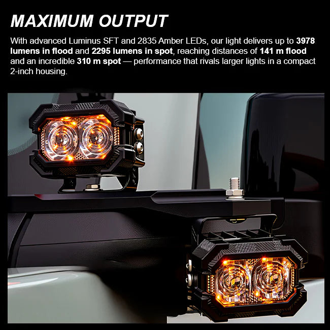 [Pre Order]Suparee Recon 2 3-Inch LED Pods with Amber DRL, IP69K, Aluminum Housing, Spot/Flood Beam for Trucks, Jeeps, and UTVs