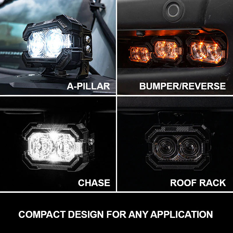[Pre Order]Suparee Recon 2 3-Inch LED Pods with Amber DRL, IP69K, Aluminum Housing, Spot/Flood Beam for Trucks, Jeeps, and UTVs